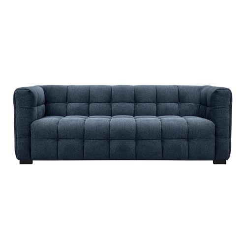 Canapé Design 3 Places En Tissu Effet Velours Texturé Bleu Foncé Corto