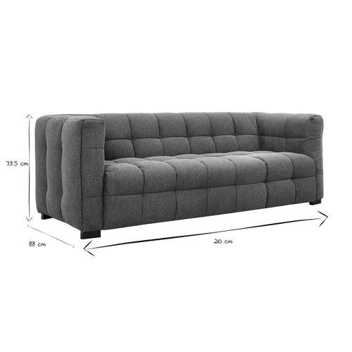 Canapé Design 3 Places En Tissu Effet Velours Texturé Bleu Foncé Corto