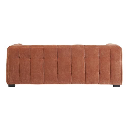 Canapé Design 3 Places En Tissu Effet Velours Terre Brûlée Corto