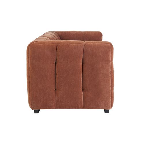 Canapé Design 3 Places En Tissu Effet Velours Terre Brûlée Corto