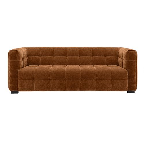 Canapé Design 3 Places En Tissu Effet Velours Terre Brûlée Corto