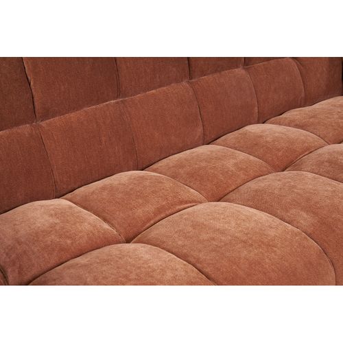 Canapé Design 3 Places En Tissu Effet Velours Terre Brûlée Corto