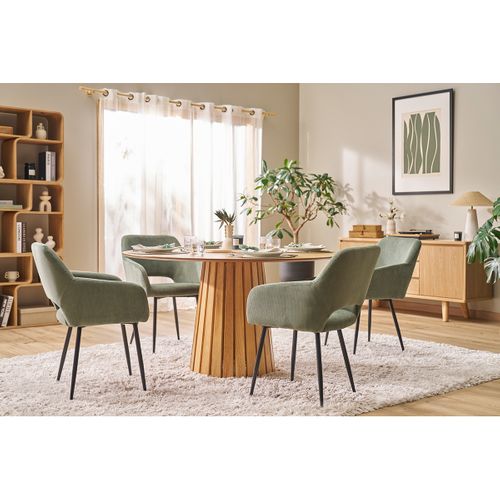 Table à Manger Ronde En Bois Clair Chêne D137 Cm Dita