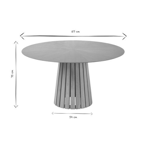 Table à Manger Ronde En Bois Clair Chêne D137 Cm Dita