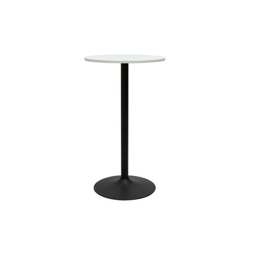Table Haute Design Ronde Blanche Et Métal Noir D60 Cm Calista