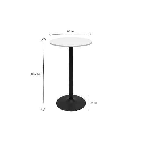 Table Haute Design Ronde Blanche Et Métal Noir D60 Cm Calista