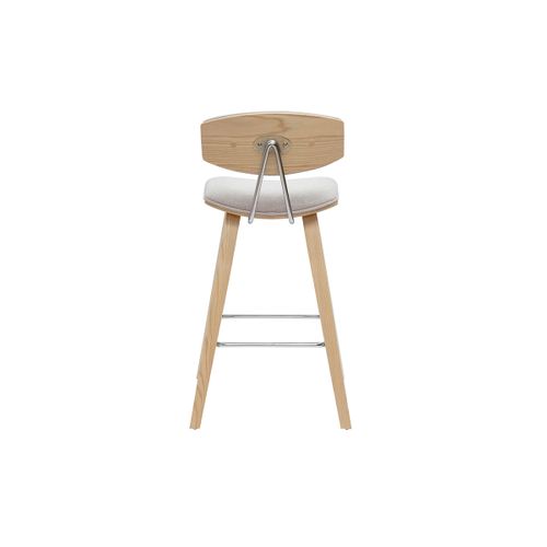 Tabourets De Bar Design En Tissu Effet Velours Texturé Beige Et Bois Clair H69 Cm (lot De 2) Vasco
