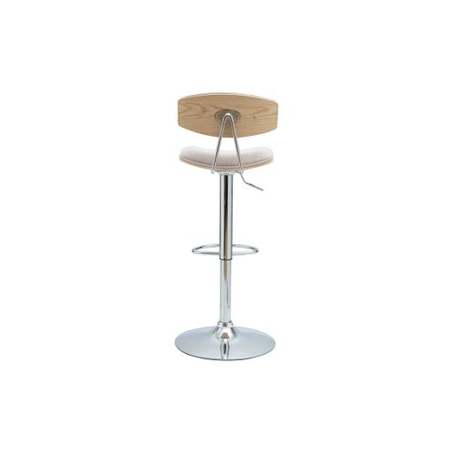 Tabouret De Bar Design Réglable En Tissu Effet Velours Texturé Beige Et Métal Vasco