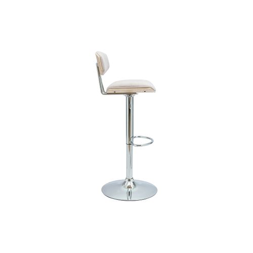 Tabouret De Bar Design Réglable En Tissu Effet Velours Texturé Beige Et Métal Vasco