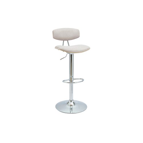 Tabouret De Bar Design Réglable En Tissu Effet Velours Texturé Beige Et Métal Vasco