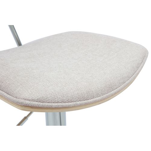 Tabouret De Bar Design Réglable En Tissu Effet Velours Texturé Beige Et Métal Vasco