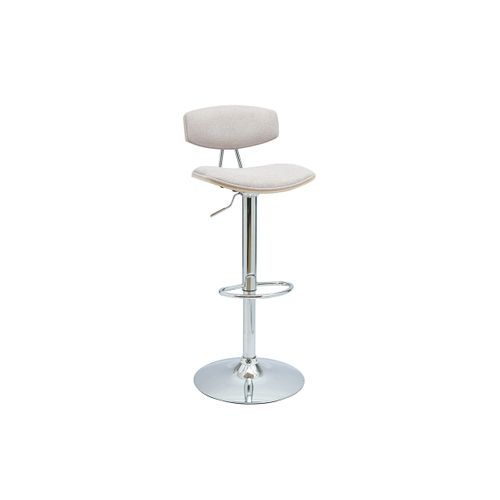 Tabourets De Bar Design Réglables En Tissu Effet Velours Texturé Beige Et Métal (lot De 2) Vasco