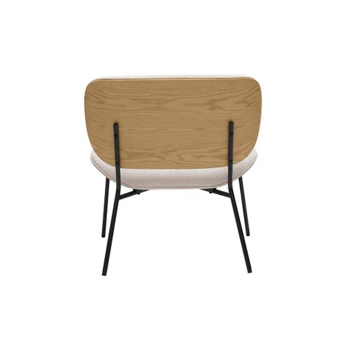 Fauteuil En Tissu Effet Velours Texturé Beige Et Métal Noir Shelby