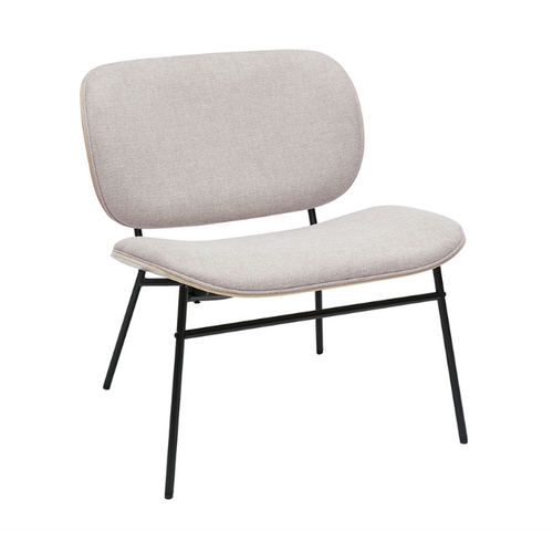 Fauteuil En Tissu Effet Velours Texturé Beige Et Métal Noir Shelby