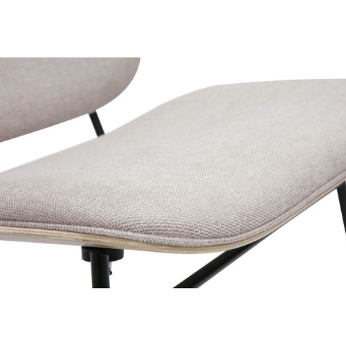 Fauteuil En Tissu Effet Velours Texturé Beige Et Métal Noir Shelby