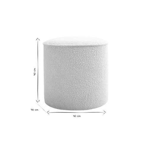 Pouf Rond En Tissu Effet Laine Bouclée Blanc D40 Cm Paul