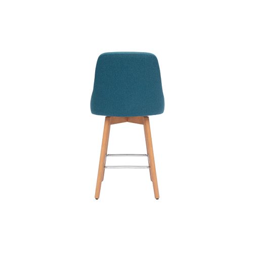 Tabourets De Bar Pivotants En Tissu Bleu Canard Et Bois Hêtre Massif H65 Cm (lot De 2) Hasta