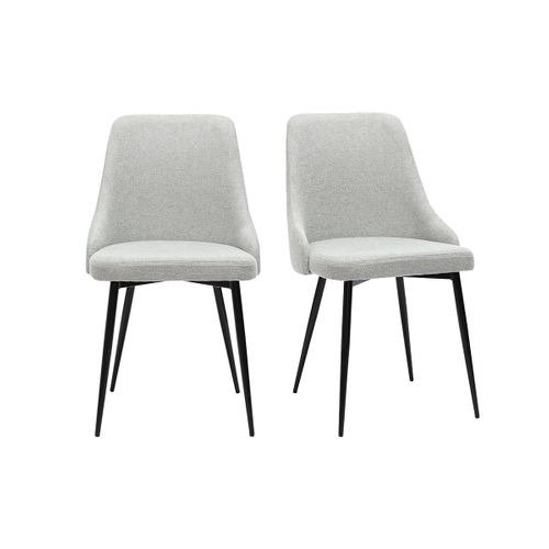 Chaises Design En Tissu Effet Velours Texturé Gris Clair Et Métal Noir (lot De 2) Cult
