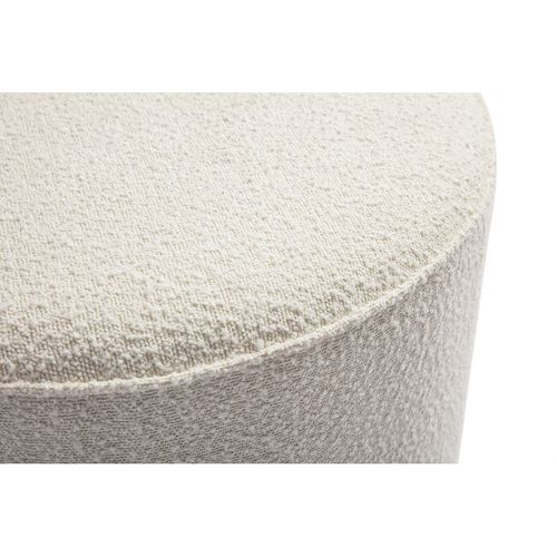 Pouf Rond En Tissu Effet Laine Bouclée Blanc D70 Cm Paul