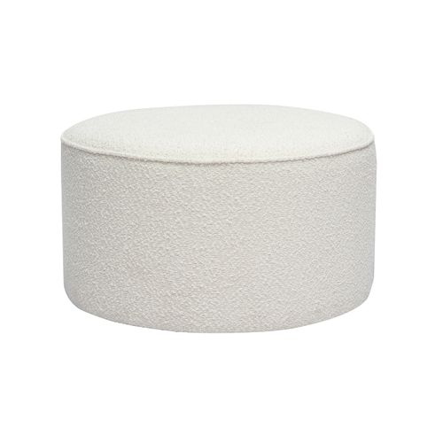 Pouf Rond En Tissu Effet Laine Bouclée Blanc D70 Cm Paul