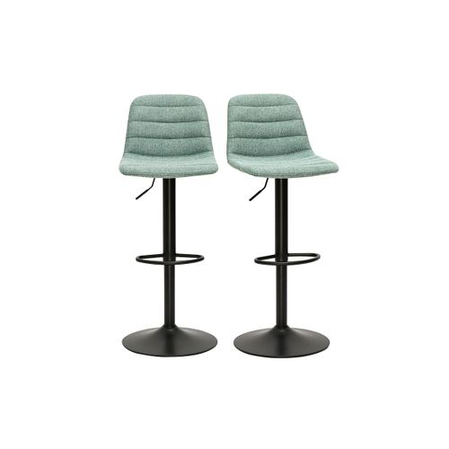 Tabourets De Bar Réglables En Tissu Effet Velours Texturé Céladon Et Métal (lot De 2) Saury
