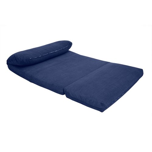 Chauffeuse Convertible 2 Places En Tissu Velours Côtelé Bleu Foncé Spencer