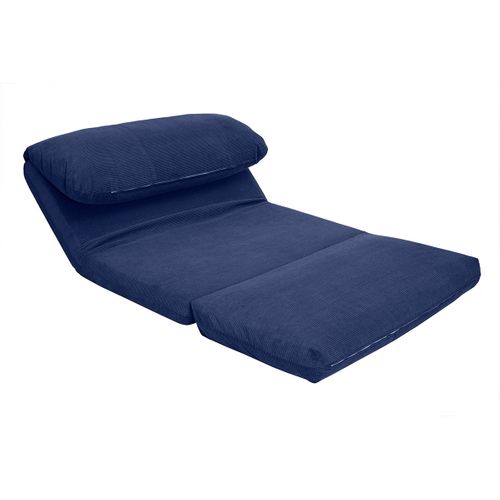 Chauffeuse Convertible 2 Places En Tissu Velours Côtelé Bleu Foncé Spencer