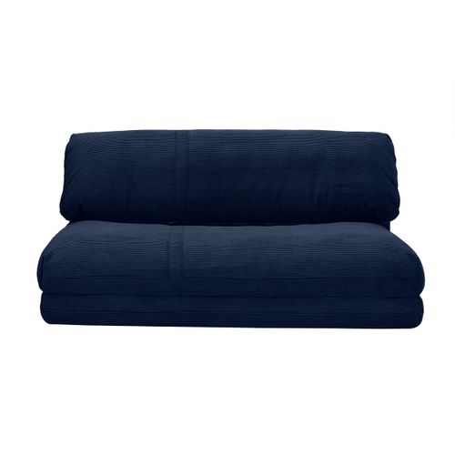 Chauffeuse Convertible 2 Places En Tissu Velours Côtelé Bleu Foncé Spencer