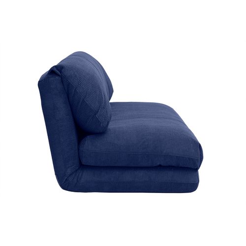 Chauffeuse Convertible 2 Places En Tissu Velours Côtelé Bleu Foncé Spencer