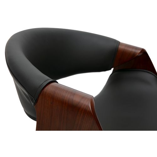 Tabouret De Bar Design Noir Et Bois Foncé 65 Cm Pivotant 360° Aramis