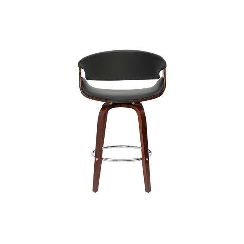 Tabouret De Bar Design Noir Et Bois Foncé 65 Cm Pivotant 360° Aramis