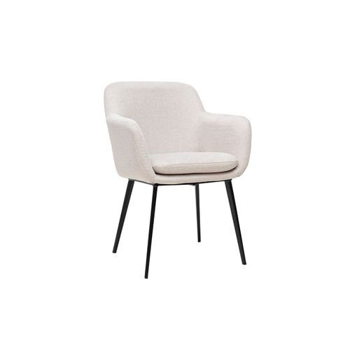 Chaises En Tissu Effet Velours Texturé Beige Et Métal Noir (lot De 2) Amika