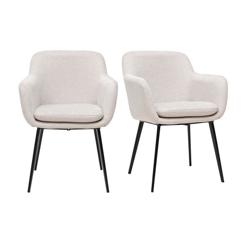 Chaises En Tissu Effet Velours Texturé Beige Et Métal Noir (lot De 2) Amika