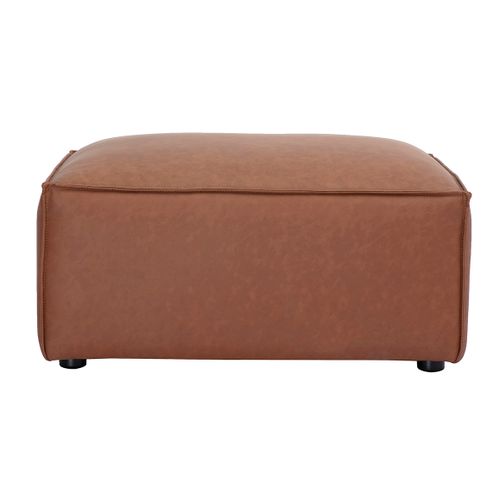 Pouf Repose Pieds En Cuir Marron Split