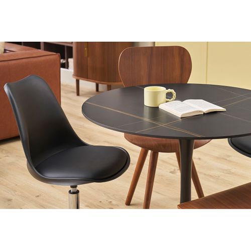 Chaise Design Pivotante Noire Et Métal Chromé Steevy V2