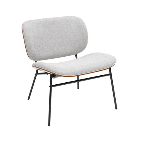 Fauteuil En Tissu Effet Velours Texturé Gris Et Métal Noir Shelby