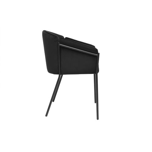Chaise Design Noire En Tissu Velours Et Métal Briane