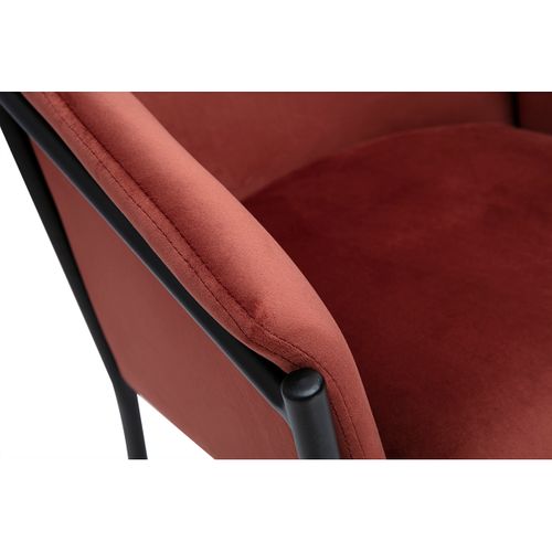 Chaise Design En Tissu Velours Rouge Tomette Et Métal Noir Briane