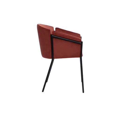 Chaise Design En Tissu Velours Rouge Tomette Et Métal Noir Briane