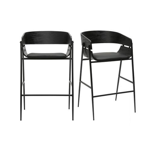 Tabourets De Bar Design Noirs (lot De 2) Wess
