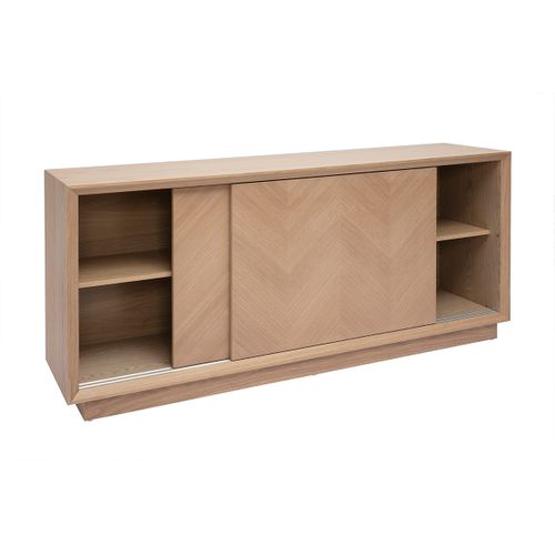 Buffet Bas Avec Portes Coulissantes En Bois Clair Chêne L160 Cm Arrow