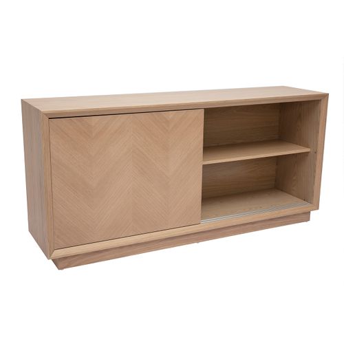 Buffet Bas Avec Portes Coulissantes En Bois Clair Chêne L160 Cm Arrow