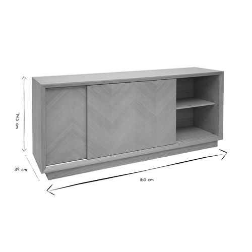 Buffet Bas Avec Portes Coulissantes En Bois Clair Chêne L160 Cm Arrow