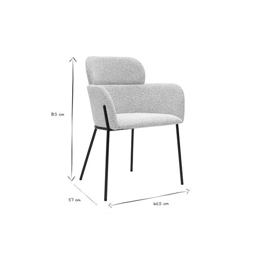 Chaise Design En Tissu Velours Chenille Beige Et Métal Noir Tulum