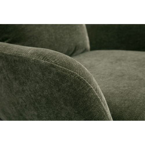 Fauteuil Design En Tissu Effet Velours Vert Kaki Et Métal Noir Maxine