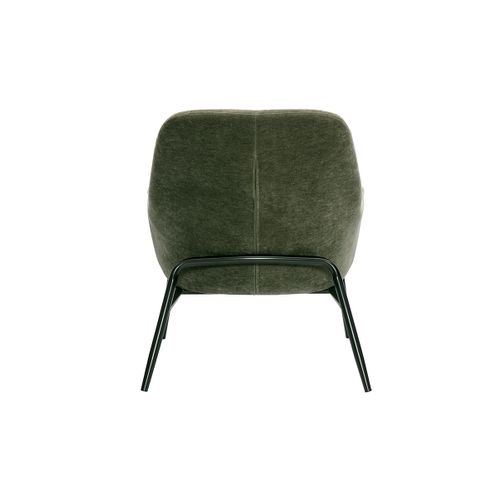 Fauteuil Design En Tissu Effet Velours Vert Kaki Et Métal Noir Maxine