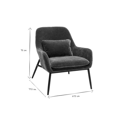 Fauteuil Design En Tissu Effet Velours Vert Kaki Et Métal Noir Maxine