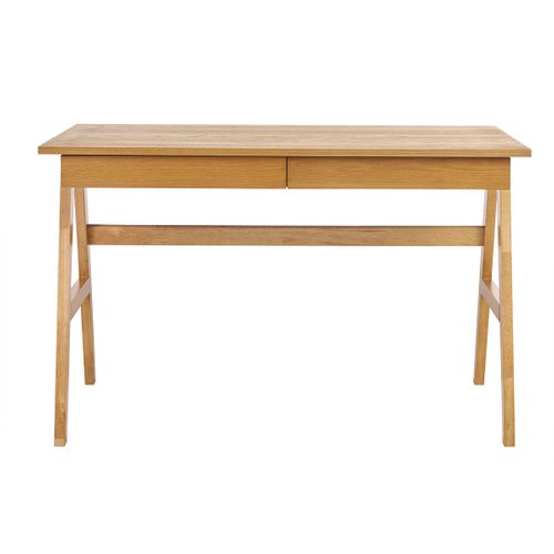 Bureau Design Avec Rangements 2 Tiroirs Bois Clair Hévéa L120 Cm Brook