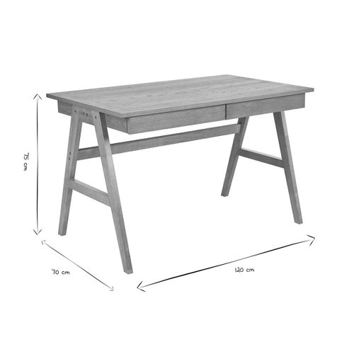 Bureau Design Avec Rangements 2 Tiroirs Bois Clair Hévéa L120 Cm Brook