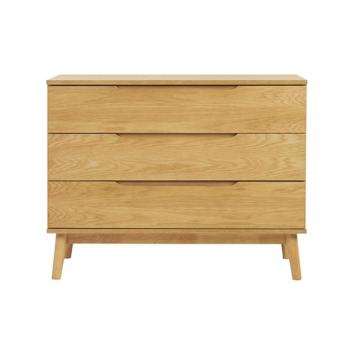 Commode Scandinave Bois Clair Chêne 3 Tiroirs L90 Cm Felix
